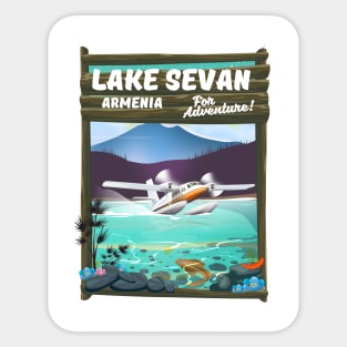 Lake Sevan Armenia travel poster Sticker